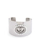 Double Link Rhinestone Pearl Metal Cuff Bracelet