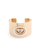 Double Link Rhinestone Pearl Metal Cuff Bracelet