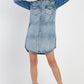 Light Denim Cotton Button Up Long Shirt & Mini Skirt Set