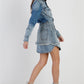 Light Denim Cotton Button Up Long Shirt & Mini Skirt Set