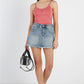 Light Denim Cotton Button Up Long Shirt & Mini Skirt Set