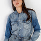 Light Denim Cotton Button Up Long Shirt & Mini Skirt Set