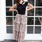 Peach & Grey Lace Layered Ruffled Midi Skirt