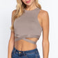 Sleeveless Crew Neck Waist Tie Crop Sweater Top