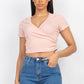 Short-sleeve V-neck Crop Top