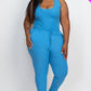 Plus Ribbed Sleeveless Drawstring Jumpsuit