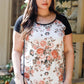 Plus Floral Print & Ribbed Black Colorblock Top