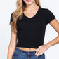 Short Sleeve V-neck Crop Top