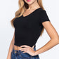 Short Sleeve V-neck Crop Top