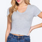 Short Sleeve V-neck Crop Top