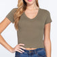 Short Sleeve V-neck Crop Top