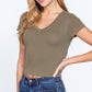 Short Sleeve V-neck Crop Top