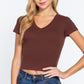 Short Sleeve V-neck Crop Top
