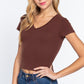 Short Sleeve V-neck Crop Top