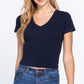 Short Sleeve V-neck Crop Top