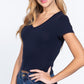 Short Sleeve V-neck Crop Top