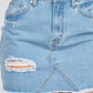 Distressed Frayed Hem Denim Skirt