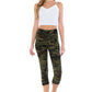Yoga Style Banded Lined Tie Dye Printed Knit Capri Legging With High Waist.