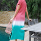 Brick Multi Color Cotton Tie-dye V-neck Maxi Dress