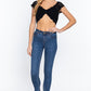 Short Sleeve V-neck Front Knot Detail Sweater Knit Crop Top