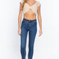 Short Sleeve V-neck Front Knot Detail Sweater Knit Crop Top