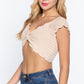 Short Sleeve V-neck Front Knot Detail Sweater Knit Crop Top