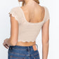 Short Sleeve V-neck Front Knot Detail Sweater Knit Crop Top
