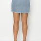 Button Frayed Denim Mini Skirt