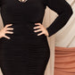 Deep Round Neck Shirring Detailed Back Plus Size Dress