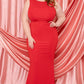 Ruffle Drapped Tail Plus Size Maxi Dress