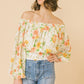 Off Shoulder Neckline Woven Printed Top