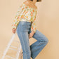 Off Shoulder Neckline Woven Printed Top