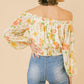 Off Shoulder Neckline Woven Printed Top
