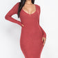 Hacci Brushed Knit V Neck Bodycon Dress