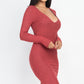 Hacci Brushed Knit V Neck Bodycon Dress