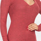 Hacci Brushed Knit V Neck Bodycon Dress