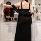 Plus Black Lurex Animal Print Shawl Detail Maxi Dress