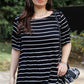 Plus Stripe Bell Short Sleeve Top