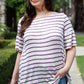 Plus Stripe Bell Short Sleeve Top