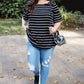 Plus Stripe Bell Short Sleeve Top