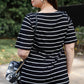 Plus Stripe Bell Short Sleeve Top