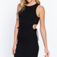 Sleeveless Round Neck Side Cut Out Detail Mini Dress