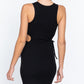 Sleeveless Round Neck Side Cut Out Detail Mini Dress