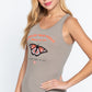 Sleeveless Scoop Neck Screen Print Knit Top