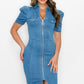 Puff Sleeve Bodycon Denim Dress