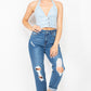 Denim Halter Neck Seamed Crop Top
