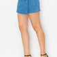 High Rise Buttoned Denim Skorts
