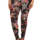Multi-color Paisley Print, Banded, Full Length Leggings In A Fitted Style With A High Waisted