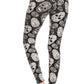 Long Yoga Style Banded Lined Skull Printed Knit Legging With High Waist