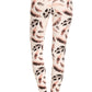 Long Yoga Style Banded Lined Leaf Printed Knit Legging With High Waist
